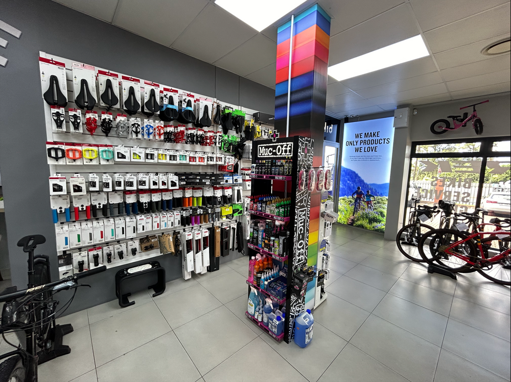 Cycling accessories and bicycles inside Biket Hillcrest