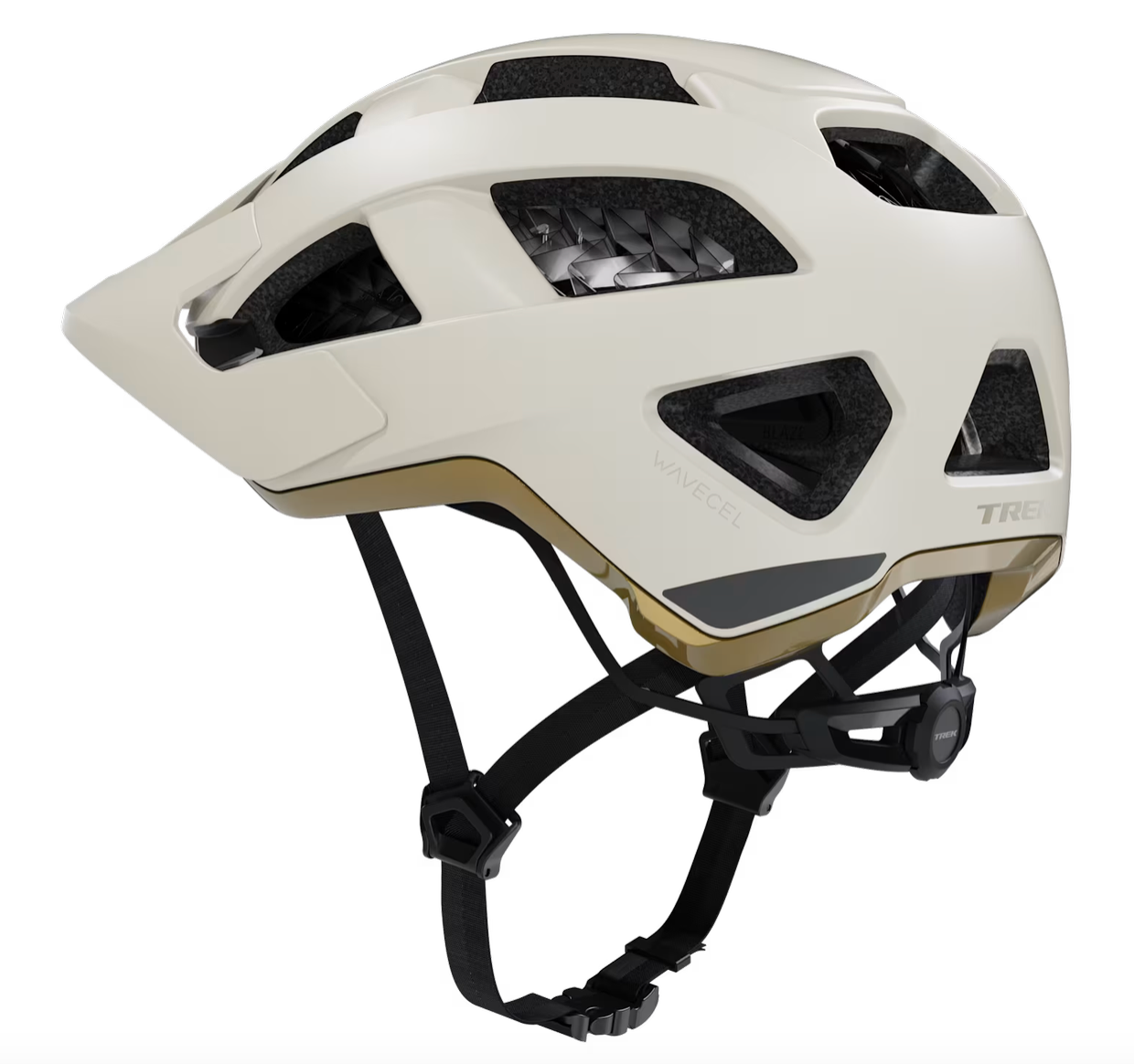 Trek Quantum WaveCel Mountain Bike Helmet-  Matte White/ Old style Gold - biket.co.za