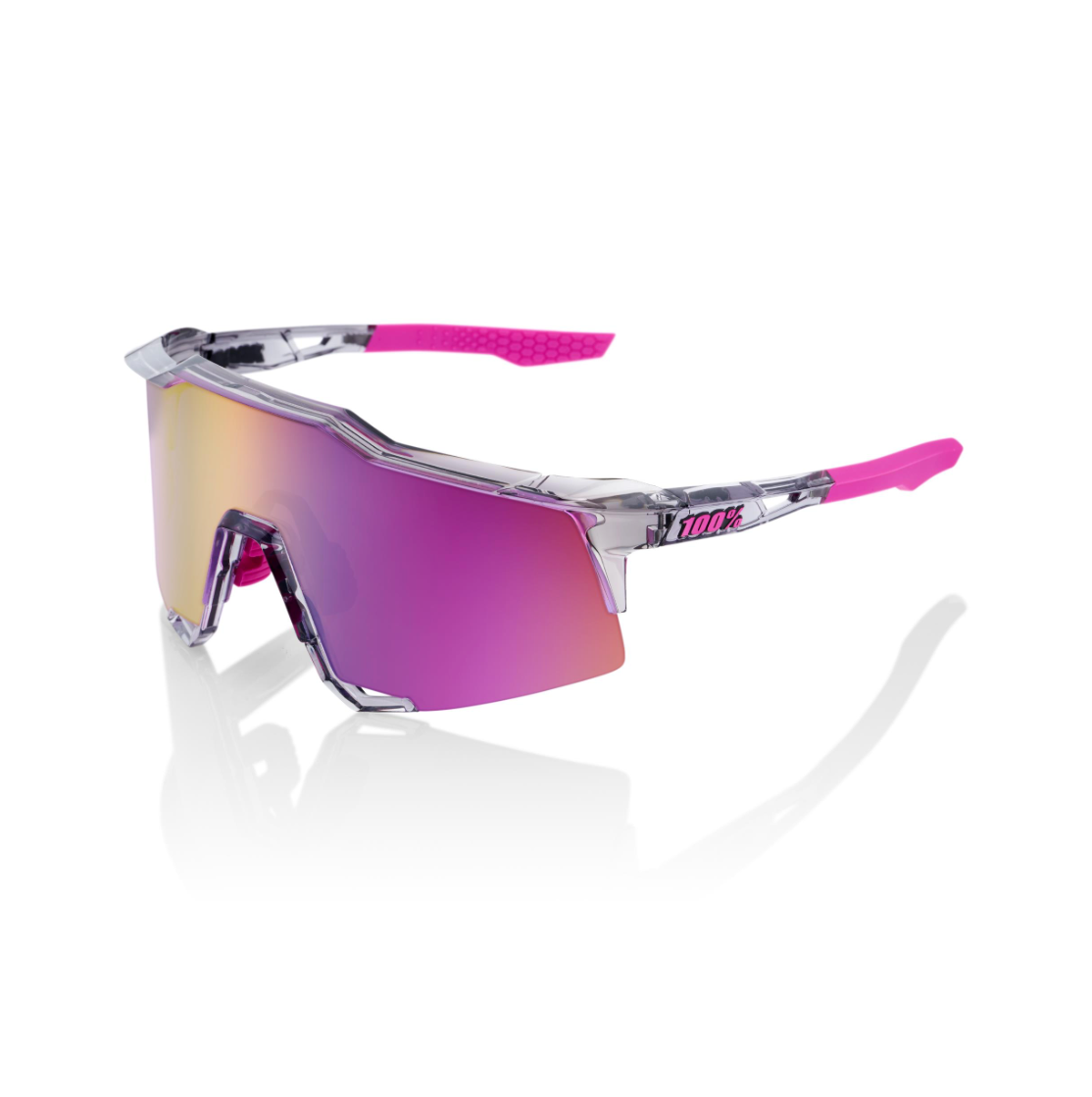 100% Speedcraft - Polished Translucent Grey (Tokyo Night) - Purple Multilayer Mirror Lens - biket.co.za