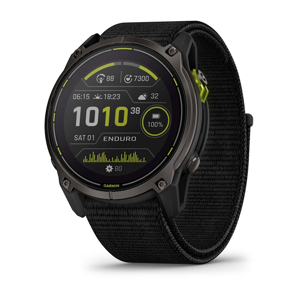 Garmin Enduro 3 – Carbon Grey DLC Titanium – front view