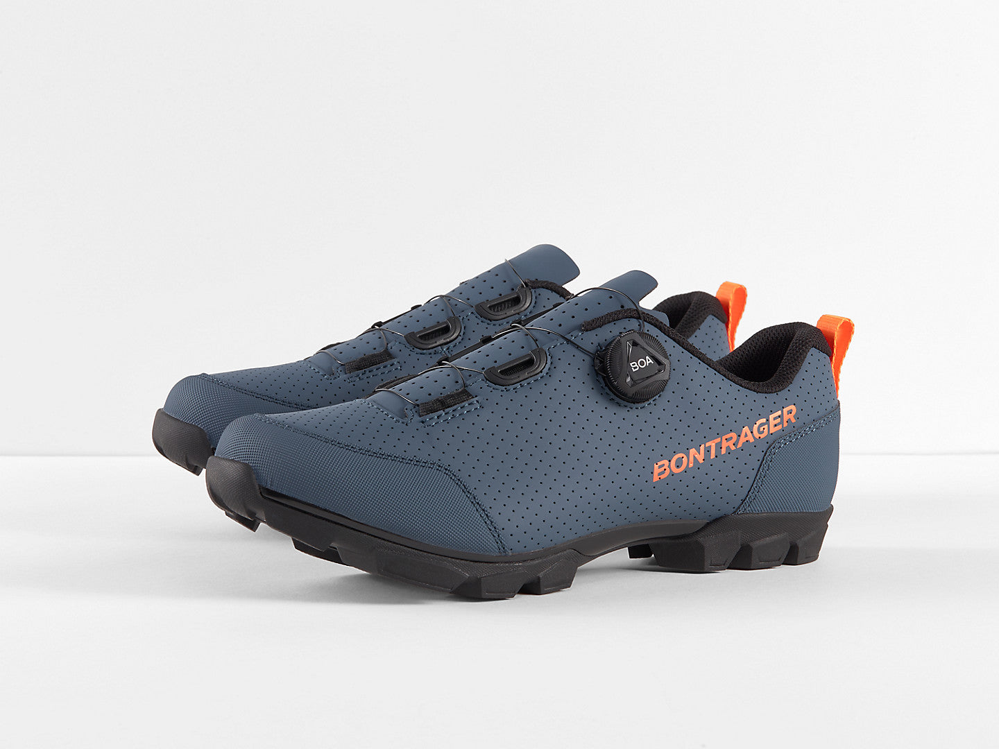 Bontrager Evoke Mountain Bike Shoes - Battleship Blue/Radioactive Orange - biket.co.za
