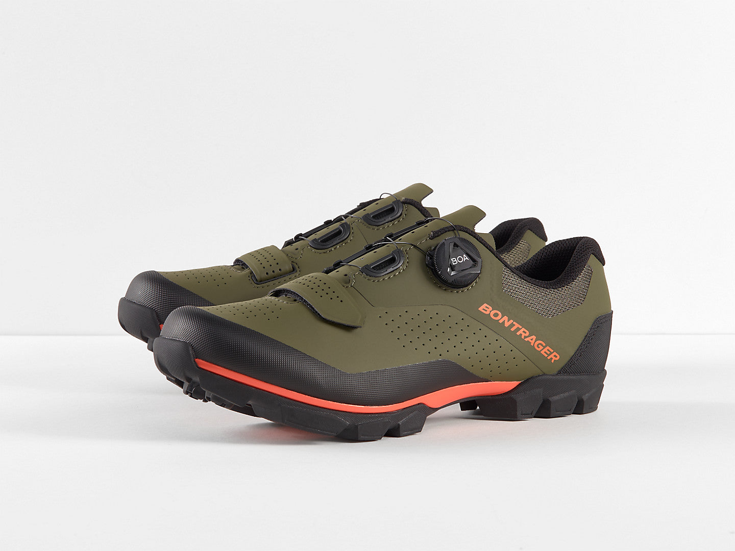 Bontrager Foray Mountain Bike Shoes - Olive Grey/Radioactive Orange - biket.co.za